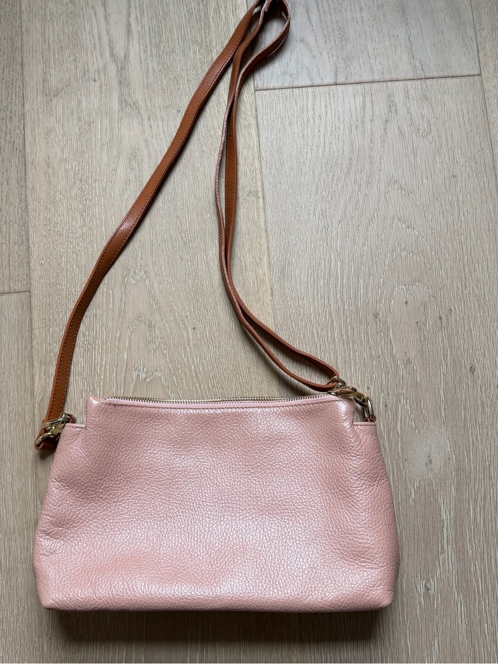 Valentino Pink Leather Crossbody with Brown Strap